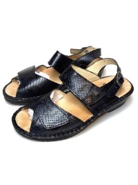 Finn Comfort Black Reptile Print Sandals | 5